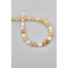 Uçar Doğal Taş Akik Doğal Taş Parlak Açık Sarı Daire Kesim 8mm Dizi [AB+]