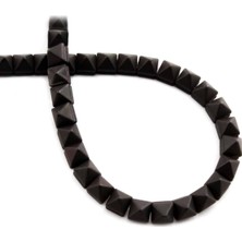 Uçar Doğal Taş Hematit Doğal Taş Mat Siyah Piramit Kesim 6x6mm Dizi [AA]