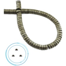 Uçar Doğal Taş Hematit Doğal Taş Mat Antik Sarı Bombeli Kesim Çift Delik 6x2mm Dizi [AA]