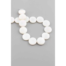 Uçar Doğal Taş Sedef Doğal Taş Parlak Kırık Beyaz Daire Kesim 15mm Dizi [AA]