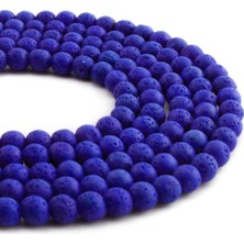 Uçar Doğal Taş Lav Taşı Doğal Taş Mat Koyu Lacivert Küre Kesim 6mm Dizi [AA]