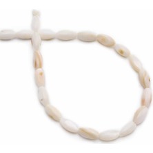 Uçar Doğal Taş Sedef Doğal Taş Parlak Kırık Beyaz Arpa Kesim 6x12mm Dizi [AB+]