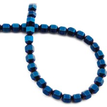 Uçar Doğal Taş Hematit Doğal Taş Parlak Mavi Özel Kesim 6mm Dizi [AA]