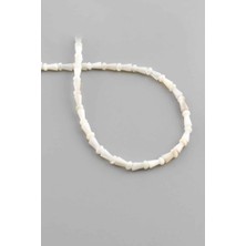 Uçar Doğal Taş Sedef Doğal Taş Parlak Beyaz Mantar Kesim 4x8mm Dizi [AA]