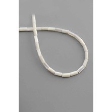 Uçar Doğal Taş Sedef Doğal Taş Parlak Beyaz Silindir Kesim 4x8mm Dizi [AA]