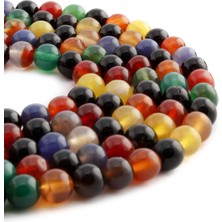 Uçar Doğal Taş Mix Akik Doğal Taş Parlak Küre Kesim 8mm Dizi