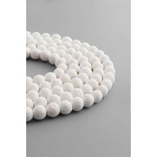 Uçar Doğal Taş Lav Taşı Doğal Taş Mat Beyaz Küre Kesim 8mm Dizi [AA]