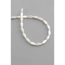 Uçar Doğal Taş Sedef Doğal Taş Parlak Beyaz Damla Kesim 5x12mm Dizi [AA]