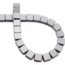 Uçar Doğal Taş Hematit Doğal Taş Parlak Gümüş Yassı Kare Kesim 8x8mm Dizi [AA]