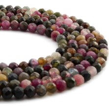 Uçar Doğal Taş Turmalin Doğal Taş Parlak Karışık Küre Kristal Kesim 4mm Dizi [AA]