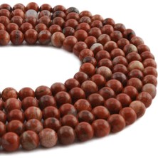 Uçar Doğal Taş Red Jasper Taşı Küre Kesim Parlak Kırmızı 6mm Doğal Taş Dizi [AA]