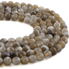 Uçar Doğal Taş Tibet Akik Doğal Taş Parlak Kahverengi Küre Faset Kesim 6mm Dizi [AA]