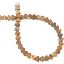 Uçar Doğal Taş Ağaç Jasper Doğal Taş Parlak Kahverengi Kalp Kesim 6x3mm Dizi [AA]