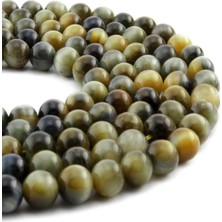 Uçar Doğal Taş Kaplangözü Doğal Taş Sarı Siyah Küre Kesim 8mm Dizi