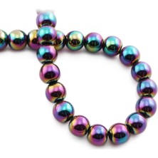 Uçar Doğal Taş Hematit Doğal Taş Parlak Gökkuşağı Çavuş Kesim 10MM Dizi