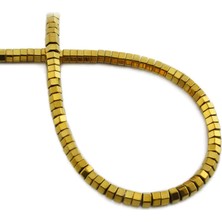 Uçar Doğal Taş Hematit Doğal Taş Parlak Gold Rondela Kesim 4x2mm Dizi [AA]