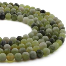 Uçar Doğal Taş Zebercet Doğal Taş Parlak Yeşil Küre Kesim 6mm Dizi [AB+]