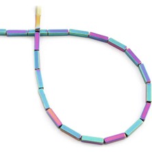 Uçar Doğal Taş Hematit Doğal Taş Parlak Gökkuşağı Dikdörtgen Kesim 2x8mm Dizi [AA]