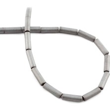 Uçar Doğal Taş Hematit Doğal Taş Mat Açık Gri Silindir Kesim 4x13mm Dizi [AA]