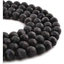 Uçar Doğal Taş Kedi Gözü Doğal Taş Parlak Koyu Gri Küre Faset Kesim 10mm Dizi