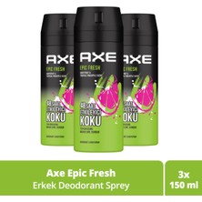 Axe Erkek Deodorant & Bodyspray Epic Fresh 48 Saat Etkileyici Koku 150 ml X3
