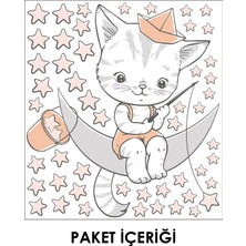 Of Duvar Yıldız Tutan Kedi Duvar Sticker