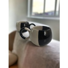 Artistic Quality Dekoratif El İşlemesi, Siyah-Beyaz Beşiktaş Dekorlu 2 Kişilik Kupa-Mug, Çay Ve Kahve Fincanı