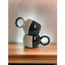 Artistic Quality Dekoratif El İşlemesi, Siyah-Beyaz Beşiktaş Dekorlu 2 Kişilik Kupa-Mug, Çay Ve Kahve Fincanı