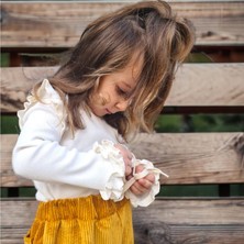 Bebeğime Çorap Kolları Fırfırlı Fitilli Kız Bebek -Kız Çocuk Bluz