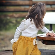 Bebeğime Çorap Kolları Fırfırlı Fitilli Kız Bebek -Kız Çocuk Bluz