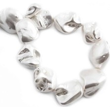 Uçar Doğal Taş İnci Doğal Taş Parlak Gri Amorf Kesim 14x18mm Dizi [AB+]