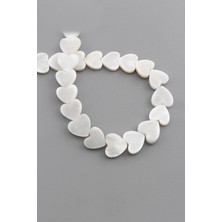 Uçar Doğal Taş Sedef Doğal Taş Parlak Beyaz Kalp Kesim 13x3mm Dizi [AA]