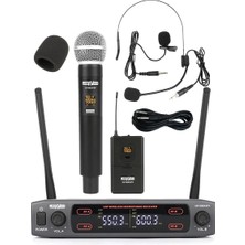 Lastvoice Lv-502EH UHF Dijital 2x30 Kanal Çiftli EL Yaka Headset Telsiz Kablosuz Mikrofon