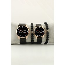 Stony Me And You Sonsuzluk Sade Gold Bileklik Set Kadın Kol Saati ve Erkek Kol Saati