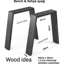 Wood Idea 45 cm Metal Bench-Bank-Sehpa-Orta Sehpa Ayağı 2 Adet Ayak 42 cm Mobilya Ayağı