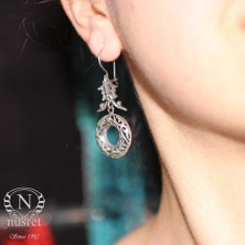 925 Ayar Gümüş Desenli Halka Tasarım Sallantılı Küpe