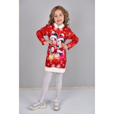 Urz Kids Yılbaşı Temalı Kapüşonlu Tunik Noel Elbisesi Yeni Yıl Elbisesi