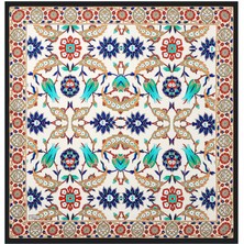 Bursa İpek Siyah Gold Efes Desen Ipek Eşarp