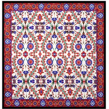 Bursa İpek Siyah Kırmızı Selçuk Desen Ipek Eşarp