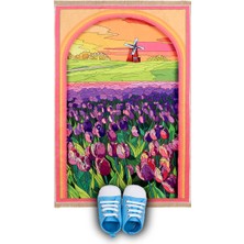 Bursa İpek Mor Lale Kadife Çocuk Seccadesi