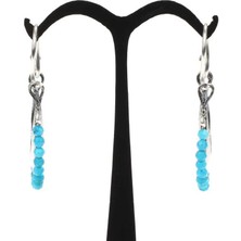 925 Ayar Gümüş Ay Modeli Turkuaz Küpe