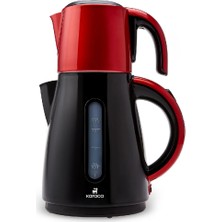 Karaca Daystar Çelik Demlikli 2 In 1 Çay Makinesi ve Su Isıtıcı Kettle Redgold