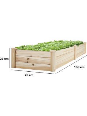 Platanus Peyzaj  Ahşap Sebze Yatağı 75 x 150 x 27