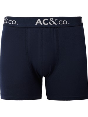 AC&Co / Altınyıldız Classics Erkek Lacivert-Yeşil Desenli Pamuklu Esnek 3'lü Boxer Paketi