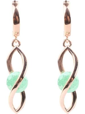 925 Ayar Gümüş Buzlu Yeşim Taşlı Sonsuzluk Küpe