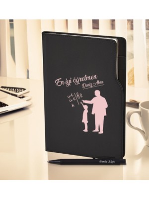 Bk Gift Kişiye Özel Öğretmenler Günü Tasarımlı 378 Siyah Termo Deri Ajanda 2024 ve Kalem Hediye Seti- 5, Öğretmene Hediye, Öğretmenler Günü