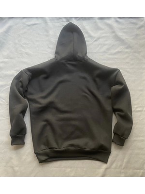 Youth Baskılı Siyah Erkek Kapüşonlu 3 Iplik Şardonlu Ribanalı Sweatshirt Hoodie