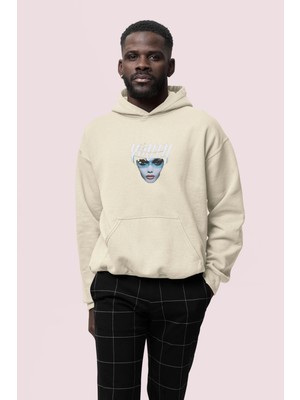 Bugia Youth Baskılı Bej Erkek Kapüşonlu 3 Iplik Şardonlu Ribanalı Kanguru Cepli Sweatshirt Hoodie