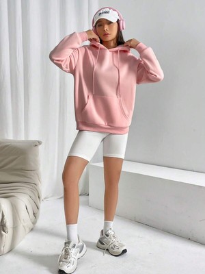 Black Sokak Pembe Dear Person Baskılı Oversize Kapüşonlu Unisex Sweatshirt