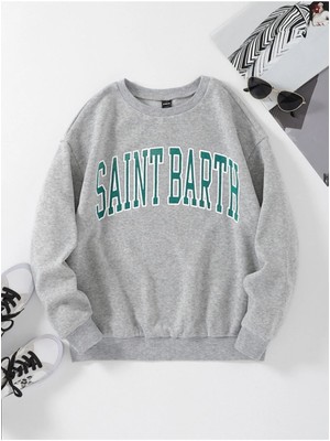 Black Sokak Unisex Gri Saınt Barth Baskılı Sweatshirt